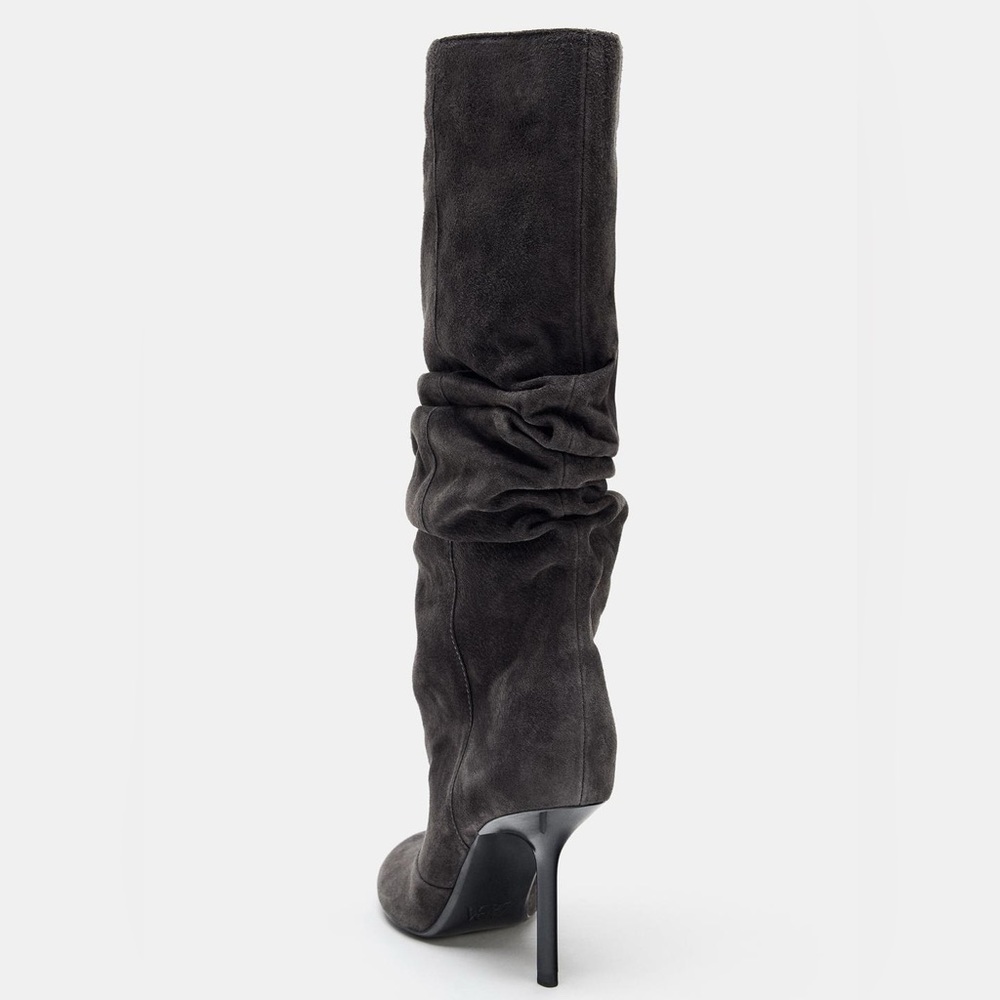 ZARA GATHERED LEATHER BOOTS - Picture 6 of 10